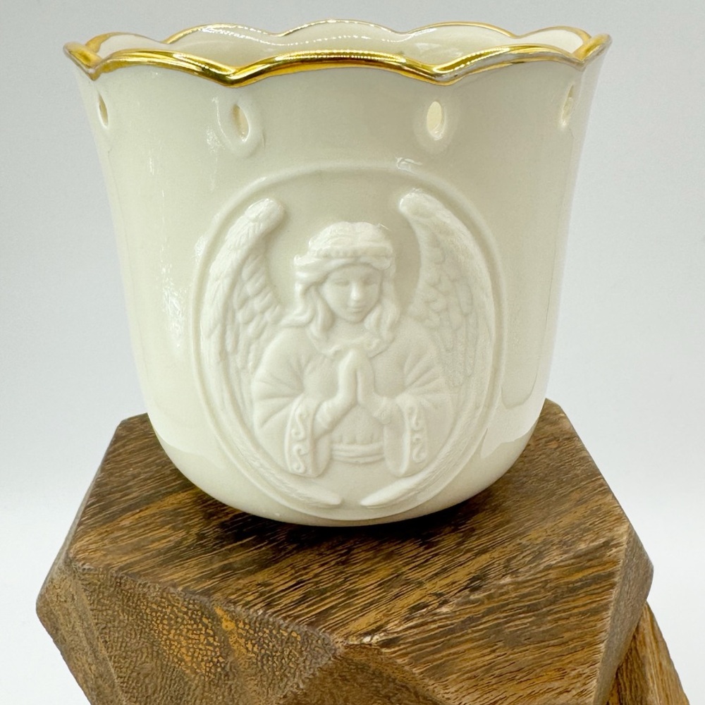 Lenox Angel Votive Porcelain  candle holder  gold and ivory Christmas holiday